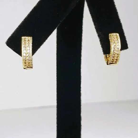 14K Gold 2ct Diamond Womens Small Hoop Earrings Ladies 14 K Silver Hoops Jewelry - Picture 7 of 8